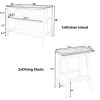 Solid Wood Rustic 3-piece 45" Stationary Kitchen Island Set with 2 Seatings