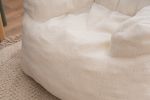 010-Soft Teddy Fabric Tufted Foam Bean Bag Chair With Teddy Fabric Ivory White - as Pic