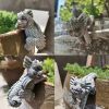 4pcs Planter Pot Hanger Miniatures, Fairy Garden Flower Pot Dragon Resin Statues, 3D Craft Climbing Decoration For Home Office Desktop Ornaments - Han