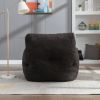 010-Soft Teddy Fabric Tufted Foam Bean Bag Chair With Teddy Fabric Dark Gray - as Pic