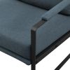 Contemporary Black Square Metal Frame Indigo Blue Accent Chair Home Office Living Room Furniture