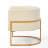 Upholstered Velvet Accent Chair with Golden Metal Stand,Mid-Century Living Room Leisure Chair with Curve Backrest -Cream - as Pic
