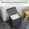 HOMCOM Bamboo Laundry Hamper with Lid, Laundry Basket with Removable Liner Bag, Dirty Clothes Hamper, 19.75 x 14.25 x 23.5 Inches, Coffee