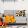 4 Pcs Fall Football Season Pillow Covers 18 x 18 Inch Rugby Sport Helmet Pumpkin Pattern Pillowcase Autumn Leaves Football Please Quote Pillow Cover f