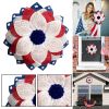 Wreaths for Front Door Modern Ndependence Day Wreath Patriot Wreath American Flag Red New Year Lights Fall Wreath with Pumpkins - Red - One Size