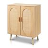 Modern Wood Rattan Shoe Storage Cabinet for Bedroom, Entry, Mudroom
