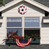 Wreaths for Front Door Modern Ndependence Day Wreath Patriot Wreath American Flag Red New Year Lights Fall Wreath with Pumpkins - Red - One Size