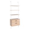 Industrial Bookshelf with Wood Drawers and Matte Steel Frame  YJ