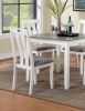 Modern White Solid wood 5pc Dining Set Table 4x Chairs Gray Fabric Cushions Seats Chairs Dining Room