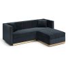 Contemporary Vertical Channel Tufted Velvet Big Size Ottoman Modern Upholstered Foot Rest for Living Room Apartment,Black
