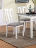 Modern White Solid wood 5pc Dining Set Table 4x Chairs Gray Fabric Cushions Seats Chairs Dining Room