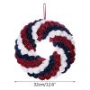 Independence Day Wreath Artificial Blue White Red Flower Hanging Garland for 4th of July Memorial Day Door Decoration - A