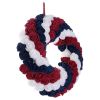 Independence Day Wreath Artificial Blue White Red Flower Hanging Garland for 4th of July Memorial Day Door Decoration - A