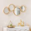 HOMCOM Metal Wall Art Modern Mirror Decor Home Hanging Wall Sculptures for Living Room Bedroom Dining Room, Gold