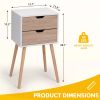 Nightstand with 2 Drawers, Bedside Tables with Solid Wood Legs and Storage, End Table, Side Table, Bedside Furniture for Bedroom, Living Room