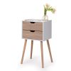 Nightstand with 2 Drawers, Bedside Tables with Solid Wood Legs and Storage, End Table, Side Table, Bedside Furniture for Bedroom, Living Room