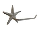 Aged White Cast Iron Starfish Toilet Paper Holder 10"
