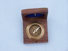 Antique Brass Desk Compass with Rosewood Box 3"