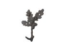 Cast Iron Oak Tree 3 Leaves with Acorns Decorative Metal Tree Branch Hooks 6.5"