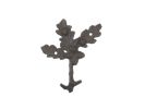 Cast Iron Oak Tree 3 Leaves with Acorns Decorative Metal Tree Branch Hooks 6.5"
