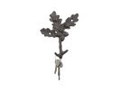 Cast Iron Oak Tree 3 Leaves with Acorns Decorative Metal Tree Branch Hooks 6.5"