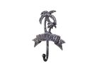 Rustic Silver Cast Iron Palm Tree Beach Hook 8"