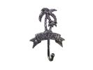 Rustic Silver Cast Iron Palm Tree Beach Hook 8"