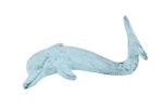 Dark Blue Whitewashed Cast Iron Dolphin Hook 7"