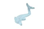 Dark Blue Whitewashed Cast Iron Dolphin Hook 7"