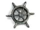 Antique Silver Cast Iron Ship Wheel Decorative Paperweight 4"