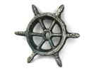 Antique Silver Cast Iron Ship Wheel Decorative Paperweight 4"