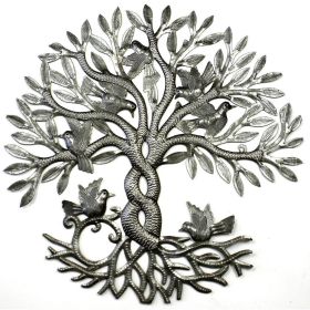 24" Tree of Life Steel Drum Metal Wall Art - Croix des Bouquets (Option: Entwined)