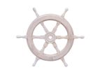 Classic Wooden Whitewashed Decorative Ship Steering Wheel