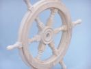 Classic Wooden Whitewashed Decorative Ship Steering Wheel