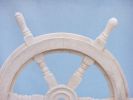 Classic Wooden Whitewashed Decorative Ship Steering Wheel