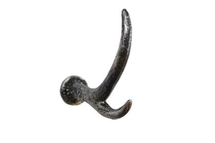 Cast Iron Antler Hook 5" (Finish: Rustic Silver)