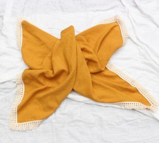 Baby Cotton Double Yarn Tassel Blanket (Option: Turmeric-100x120cm)