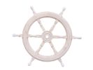 Classic Wooden Whitewashed Decorative Ship Steering Wheel