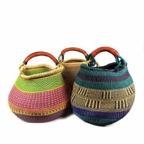 Bolga Pot Basket (Color: Mixed Colors)
