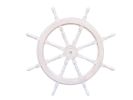 Classic Wooden Whitewashed Decorative Ship Steering Wheel