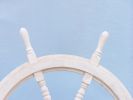 Classic Wooden Whitewashed Decorative Ship Steering Wheel