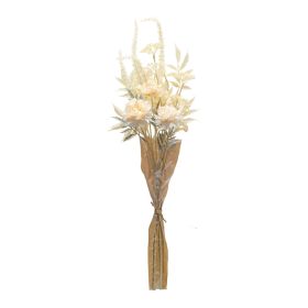 Burlap Wrapped Bleached Flower Bouquet (Set of 2) (Option: Zinnia)