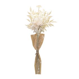 Burlap Wrapped Bleached Flower Bouquet (Set of 2) (Option: Chrysanthemum)