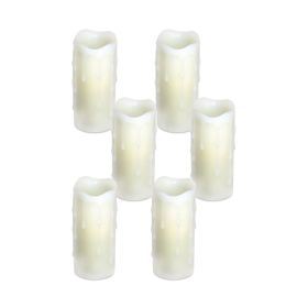 LED Wax Dripping Pillar Candles Wax/Plastic - Batteries Not Incld. (Option: 6pc White 1.75"Dx4"H [2AA batt])