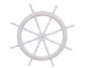 Classic Wooden Whitewashed Decorative Ship Steering Wheel