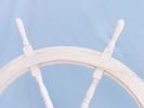 Classic Wooden Whitewashed Decorative Ship Steering Wheel