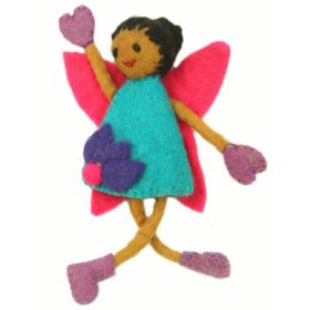Felt Tooth Fairy Figurine Doll - Global Groove (Color: Brown/Teal/Hot Pink)