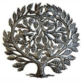 24" Tree of Life Steel Drum Metal Wall Art - Croix des Bouquets (Option: Lovers Heart)