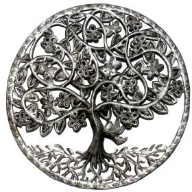 24 Inch Tree of Life in Ring Steel Drum Wall Art - Croix des Bouquets (Option: Celtic Spring)