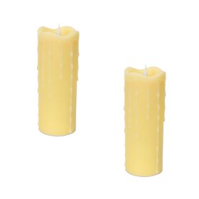 Simplux LED Dripping Candle w/Moving Flame (Set of 2)  3"D (Option: 7" Yellow)